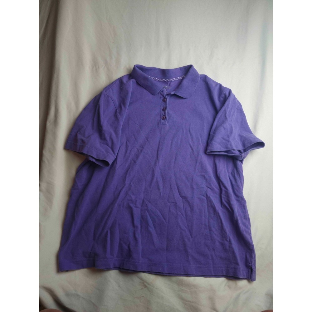 Kim Rogers Polo Shirt Womens Size XL Purple Pique Classic Timeless Preppy Casual